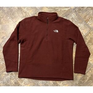 The North Face Pullover Mens XL Burgundy Waffle Grid Fleece 1/4 Zip